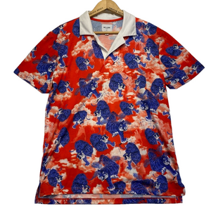 ONLY & SONS | Men's Large Blue Tiger & Red Polo Slim Cotton Polo